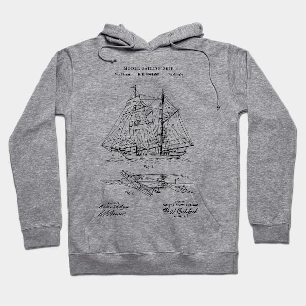 Sailing Ship Model 1954 Patent Print Hoodie by MadebyDesign